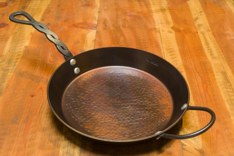 12" Frying Pan, 2" deep with 1 Loop & 1 Braided Handle